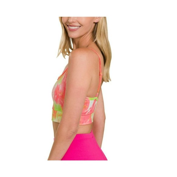 Zenana‎ NEW NEON Tye DYE Padded Athletic Bra - Picture 2 of 3